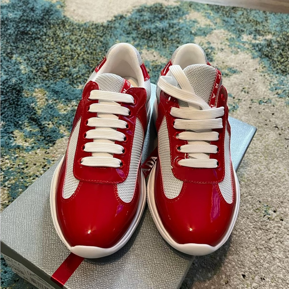 Prada Kids Red and White Sneakers - Picture 5 of 5